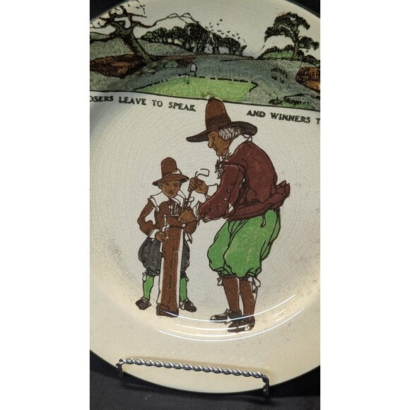 1902 Royal Doulton Plate Golfer + Caddy Image "Every Dog Has His Day" Golfing - Picture 9 of 10